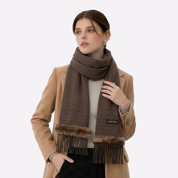 Luxury Cashmere Scarf with Fur Trim for Men & Women