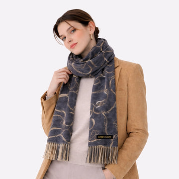 Patterned Cashmere Scarf for Men & Women