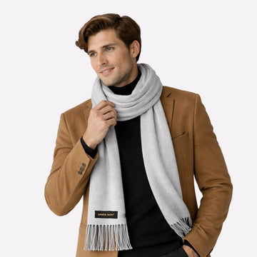 Light Gray Wool Scarf Minimal Winter Layer