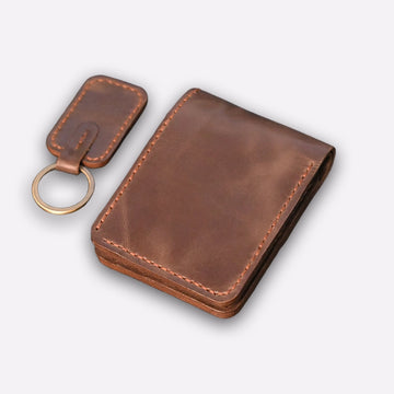 Handmade Genuine Leather Bifold Wallet – Classic Brown