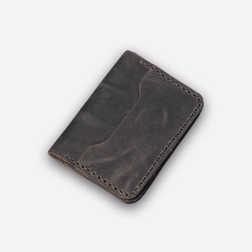 Handmade Leather Bifold Wallet – Slim Black Classic Design