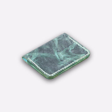 handmade leather card holder wallet light green