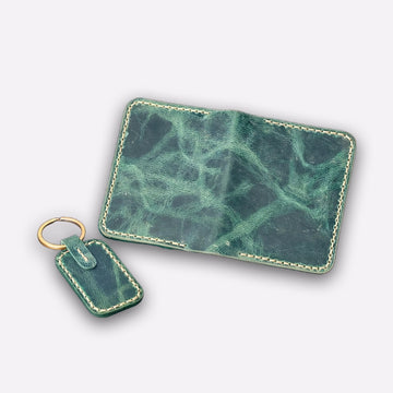 Handmade Leather Card Holder Wallet – Slim Light Green Bifold