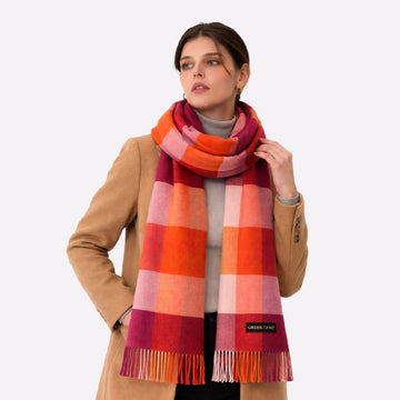 large orange pink winter wrap

