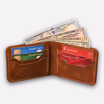 Leather Bifold Wallet for Men – Handmade Light Brown