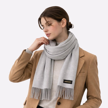 Light Gray Wool Scarf Minimal Winter Layer