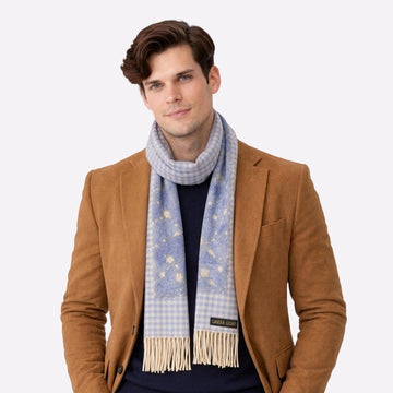Blue Pattern Soft Cashmere Scarf for Men & Women