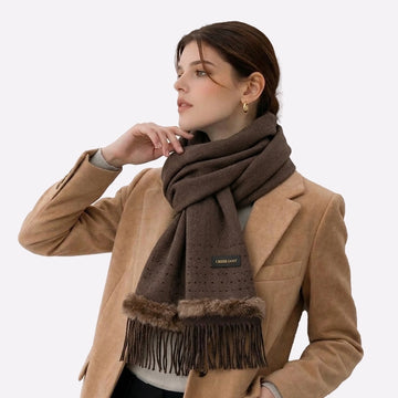 Luxury Cashmere Scarf with Fur Trim for Men & Women
