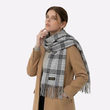 Cashmere Black Grey Striped Scarf for Men & Women