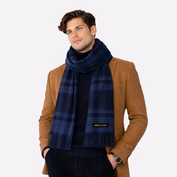 Blue Check Scarf – Women’s Winter Cashmere Style