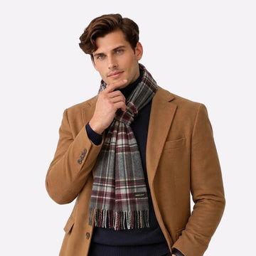 mens cashmere scarf charcoal check
