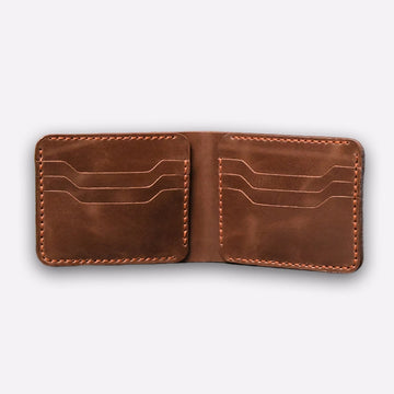 Handmade Genuine Leather Bifold Wallet – Classic Brown