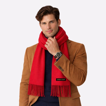 minimal unisex red wool scarf
