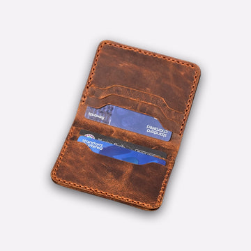 Slim Leather Card Holder – Handmade Dark Brown