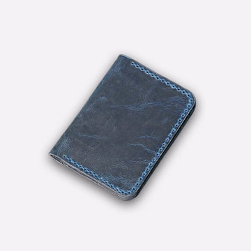 Minimalist Leather Wallet – Handmade Blue