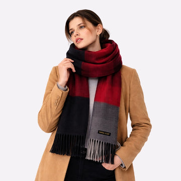 Red Black Cashmere Scarf for Men & Women