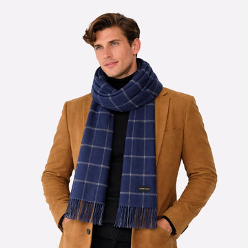 Navy Blue Cashmere Scarf for Men & Women