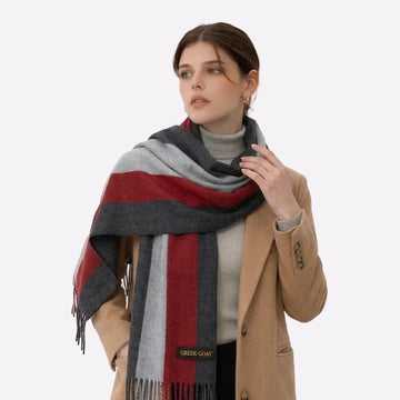 Red Gray Scarf for Men & Women - Luxury Cashmere Scarves