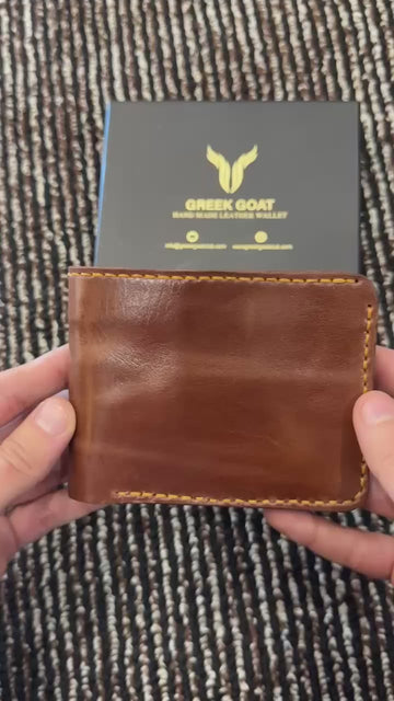 Handmade Genuine Cowhide Leather Wallet, Mens Bifold Wallet