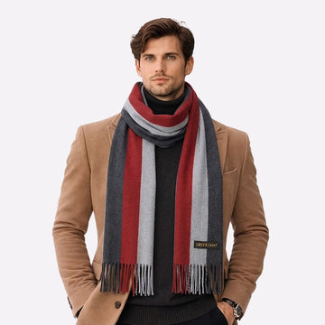Red Gray Scarf for Men & Women - Luxury Cashmere Scarves