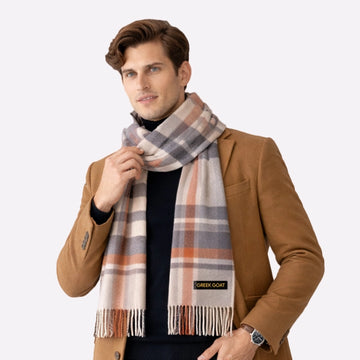 rust charcoal tartan cashmere scarf
