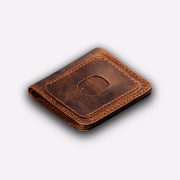 Slim Leather Card Holder – Handmade Dark Brown