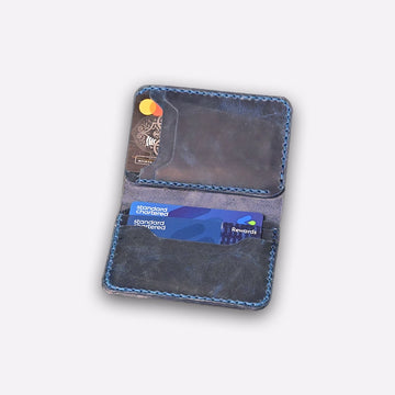 Minimalist Leather Wallet – Handmade Blue