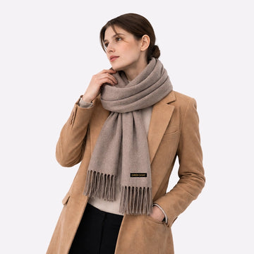 Soft Grey Wool Scarf Winter Wrap for Men & Women