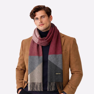 soft luxury burgundy patterned scarf
