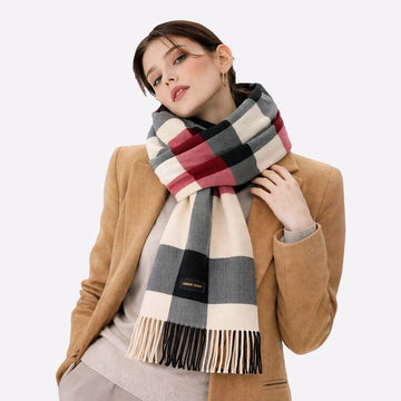 soft luxury cream patterned scarf
