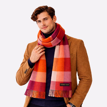 soft luxury orange check scarf
