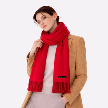 Soft Red Wool Scarf Small Winter Style for Men & Women