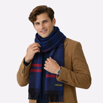 striped cashmere scarf navy
