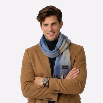 Blue Grey Cashmere Scarf for Men & Women
