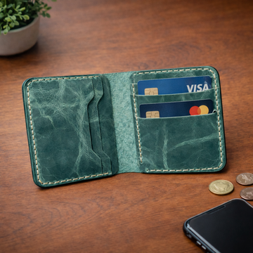 Mens Genuine Cowhide Leather Wallet with Keychain, Front Pocket Slim Design Minimalist Credit Card Holder